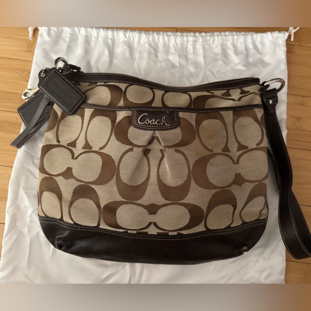 Coach Signature Brown and Tan Messenger Bag